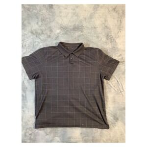 Men's XL Charcoal Grey Polo Shirt Check Pattern Short Sleeve